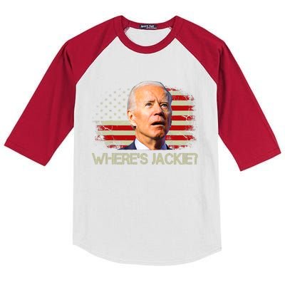 Jackie Are You Here Where's Jackie Funny Anti Joe Biden Kids Colorblock Raglan Jersey