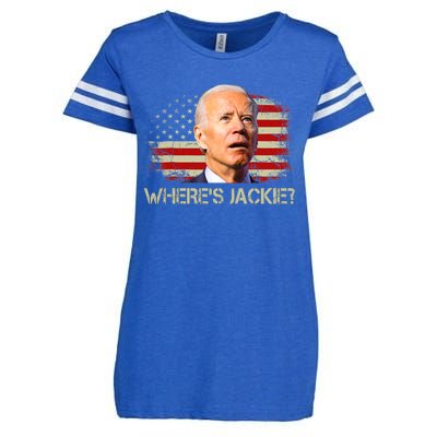 Jackie Are You Here Where's Jackie Funny Anti Joe Biden Enza Ladies Jersey Football T-Shirt