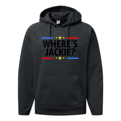 Jackie Are You Here Where's Jackie Funny Anti Joe Biden Performance Fleece Hoodie