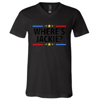 Jackie Are You Here Where's Jackie Funny Anti Joe Biden V-Neck T-Shirt