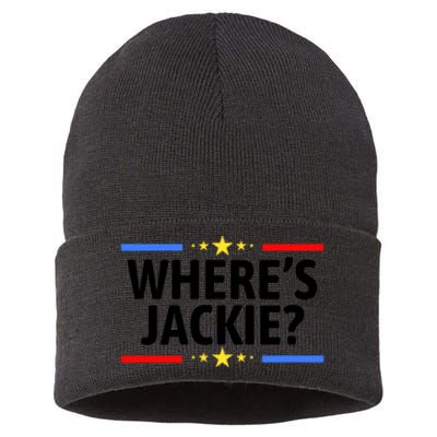 Jackie Are You Here Where's Jackie Funny Anti Joe Biden Sustainable Knit Beanie