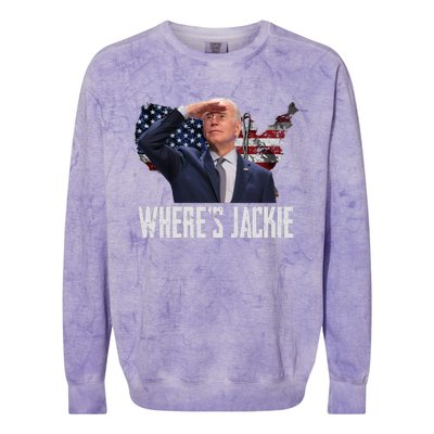 Jackie Are You Here Where's Jackie Funny Anti Joe Biden Colorblast Crewneck Sweatshirt