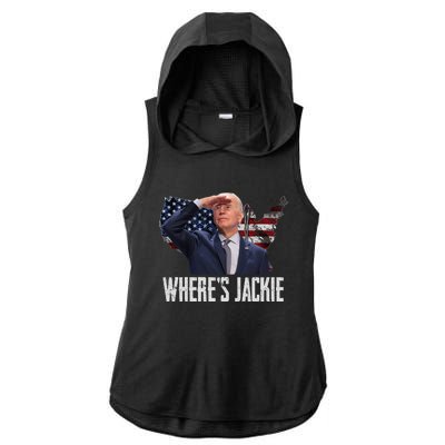 Jackie Are You Here Where's Jackie Funny Anti Joe Biden Ladies PosiCharge Tri-Blend Wicking Draft Hoodie Tank