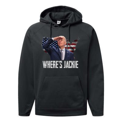 Jackie Are You Here Where's Jackie Funny Anti Joe Biden Performance Fleece Hoodie