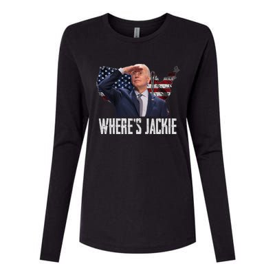 Jackie Are You Here Where's Jackie Funny Anti Joe Biden Womens Cotton Relaxed Long Sleeve T-Shirt