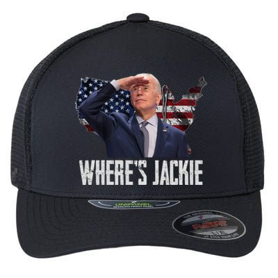 Jackie Are You Here Where's Jackie Funny Anti Joe Biden Flexfit Unipanel Trucker Cap