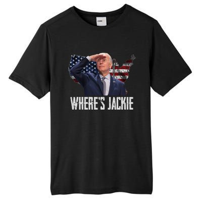 Jackie Are You Here Where's Jackie Funny Anti Joe Biden Tall Fusion ChromaSoft Performance T-Shirt