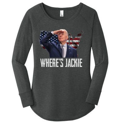 Jackie Are You Here Where's Jackie Funny Anti Joe Biden Women's Perfect Tri Tunic Long Sleeve Shirt