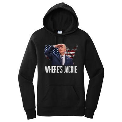 Jackie Are You Here Where's Jackie Funny Anti Joe Biden Women's Pullover Hoodie