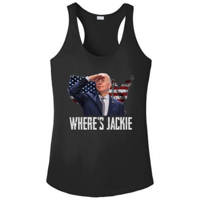 Jackie Are You Here Where's Jackie Funny Anti Joe Biden Ladies PosiCharge Competitor Racerback Tank