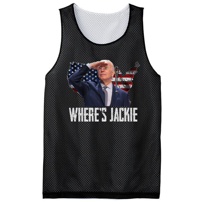 Jackie Are You Here Where's Jackie Funny Anti Joe Biden Mesh Reversible Basketball Jersey Tank