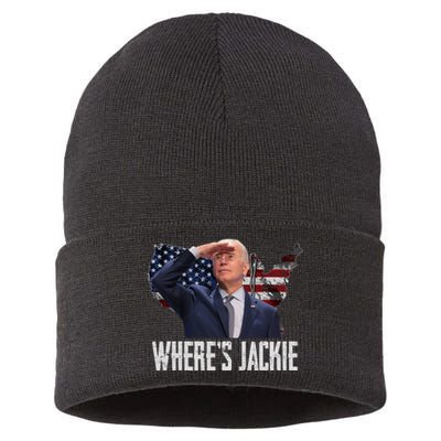 Jackie Are You Here Where's Jackie Funny Anti Joe Biden Sustainable Knit Beanie