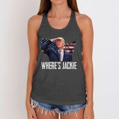 Jackie Are You Here Where's Jackie Funny Anti Joe Biden Women's Knotted Racerback Tank