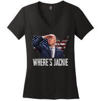 Jackie Are You Here Where's Jackie Funny Anti Joe Biden Women's V-Neck T-Shirt