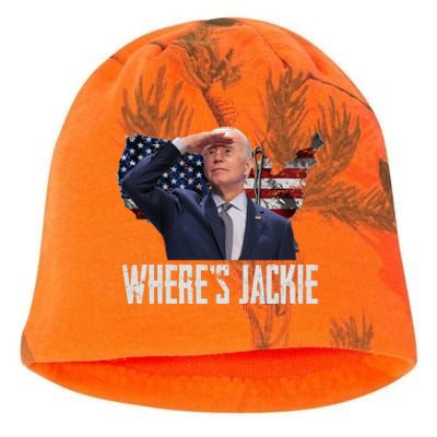 Jackie Are You Here Where's Jackie Funny Anti Joe Biden Kati - Camo Knit Beanie