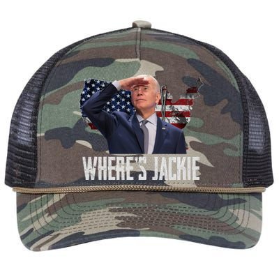 Jackie Are You Here Where's Jackie Funny Anti Joe Biden Retro Rope Trucker Hat Cap