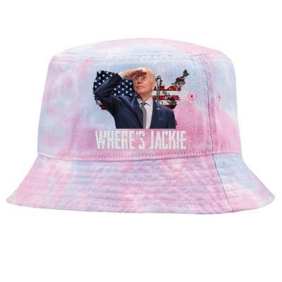 Jackie Are You Here Where's Jackie Funny Anti Joe Biden Tie-Dyed Bucket Hat