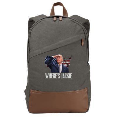 Jackie Are You Here Where's Jackie Funny Anti Joe Biden Cotton Canvas Backpack