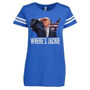 Jackie Are You Here Where's Jackie Funny Anti Joe Biden Enza Ladies Jersey Football T-Shirt