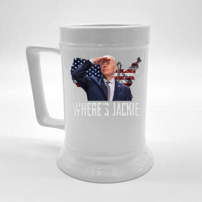 Jackie Are You Here Where's Jackie Funny Anti Joe Biden Beer Stein