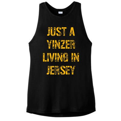 Just A Yinzer Living In Jersey Ladies PosiCharge Tri-Blend Wicking Tank