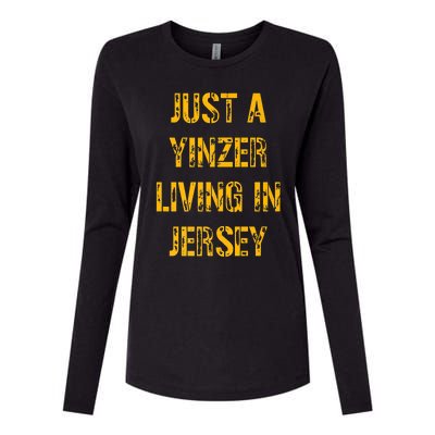 Just A Yinzer Living In Jersey Womens Cotton Relaxed Long Sleeve T-Shirt