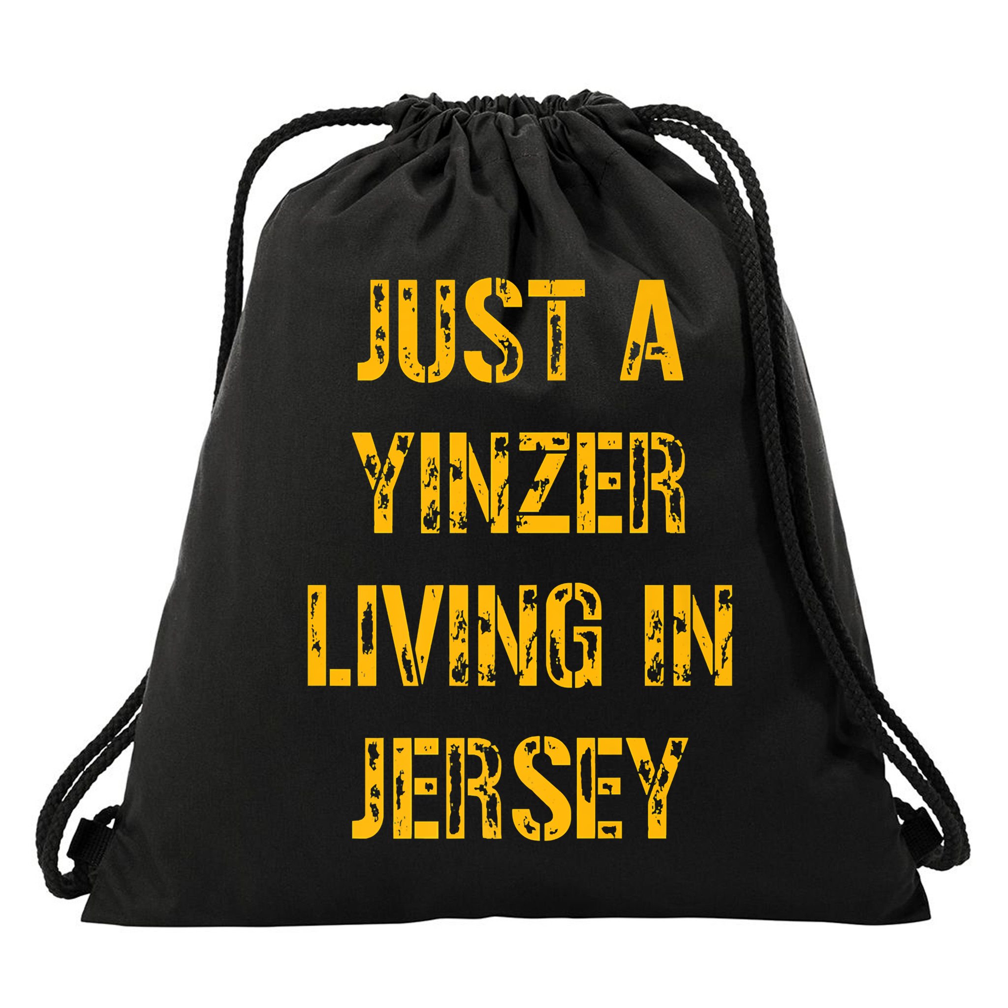Just A Yinzer Living In Jersey Drawstring Bag