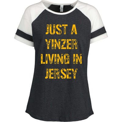 Just A Yinzer Living In Jersey Enza Ladies Jersey Colorblock Tee