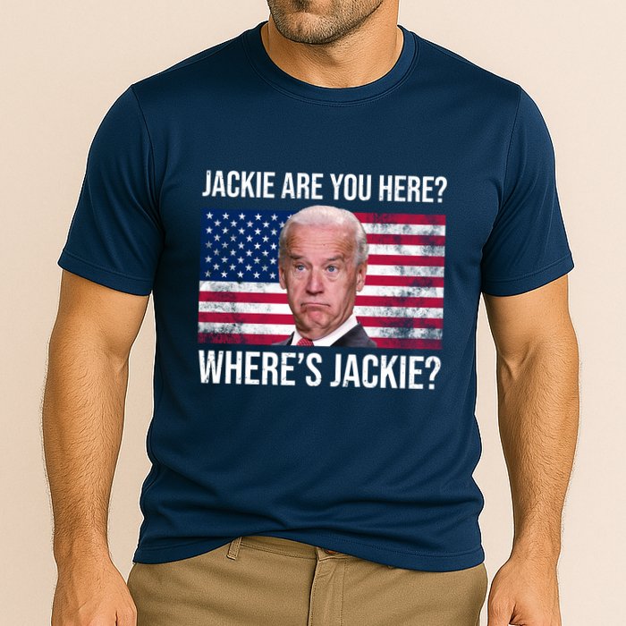 Jackie Are You Here Where's Jackie? Funny Biden Cooling Performance Crew T-Shirt