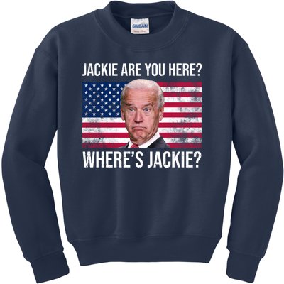 Jackie Are You Here Where's Jackie? Funny Biden Kids Sweatshirt