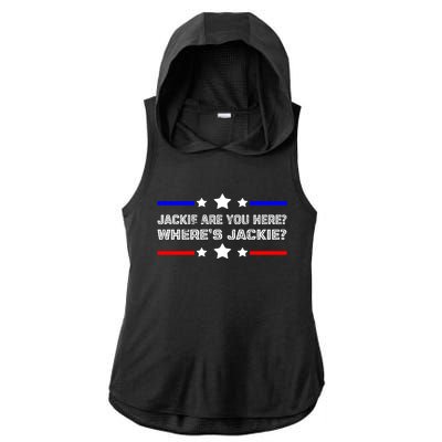 Jackie Are You Here Where's Jackie Funny Meme Ladies PosiCharge Tri-Blend Wicking Draft Hoodie Tank