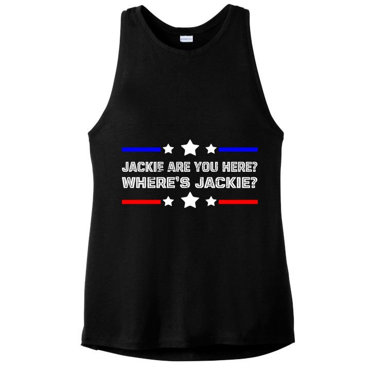 Jackie Are You Here Where's Jackie Funny Meme Ladies PosiCharge Tri-Blend Wicking Tank