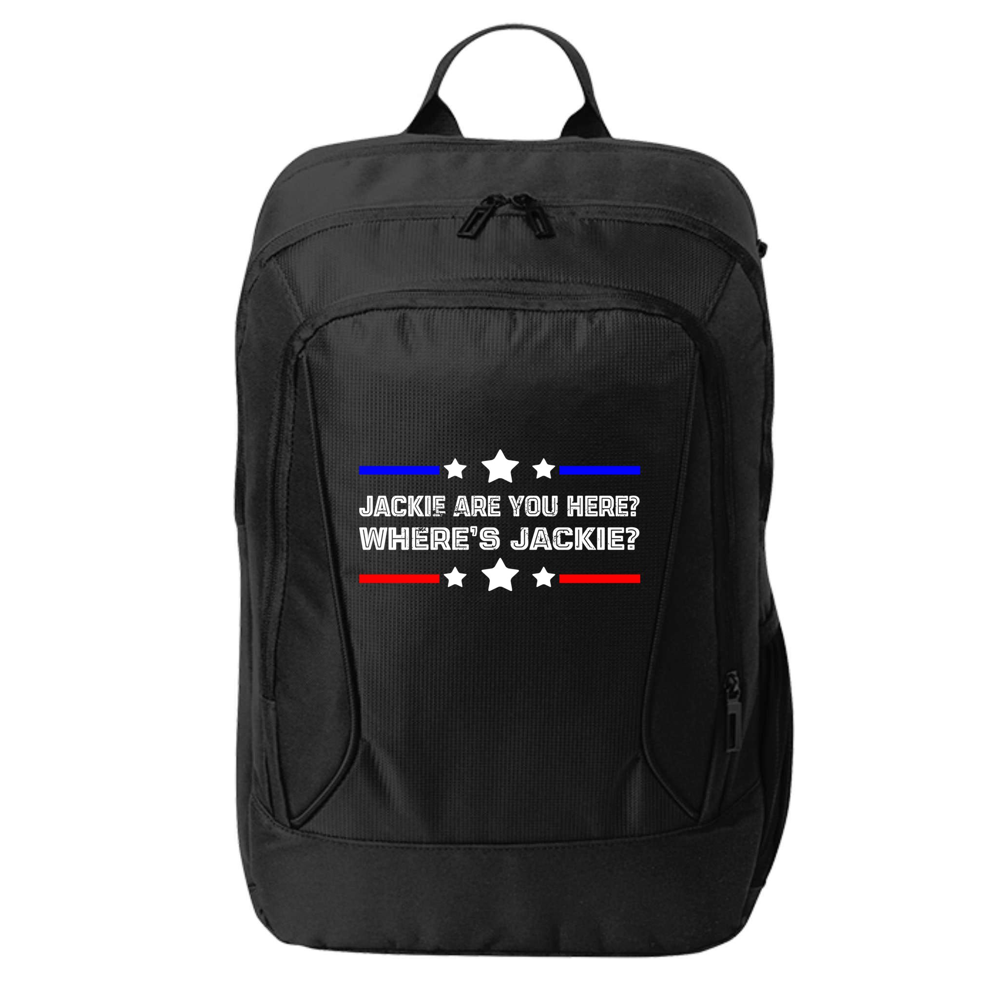 Jackie Are You Here Where's Jackie Funny Meme City Backpack