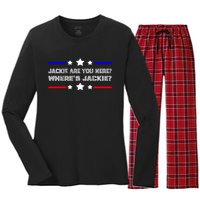 Jackie Are You Here Where's Jackie Funny Meme Women's Long Sleeve Flannel Pajama Set 