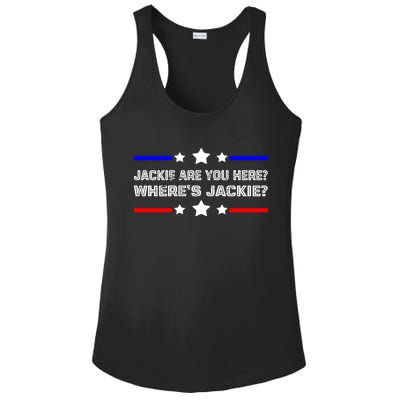 Jackie Are You Here Where's Jackie Funny Meme Ladies PosiCharge Competitor Racerback Tank