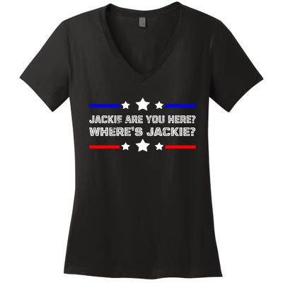 Jackie Are You Here Where's Jackie Funny Meme Women's V-Neck T-Shirt