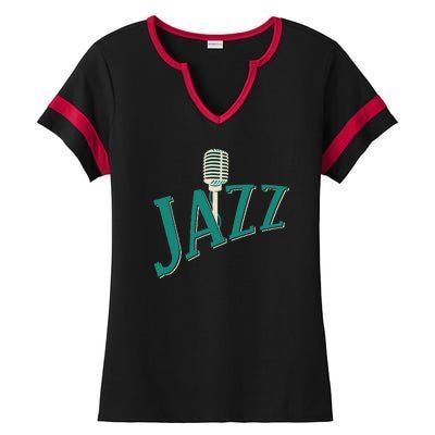 Jazz Microphone Ladies Halftime Notch Neck Tee