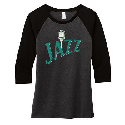 Jazz Microphone Women's Tri-Blend 3/4-Sleeve Raglan Shirt