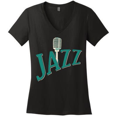 Jazz Microphone Women's V-Neck T-Shirt