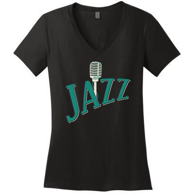 Jazz Microphone Women's V-Neck T-Shirt