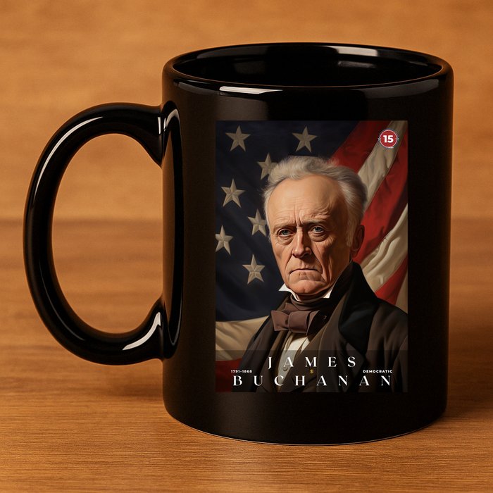 James Buchanan 15th President Of The United States Portrait 11oz C Handle Ceramic Mug