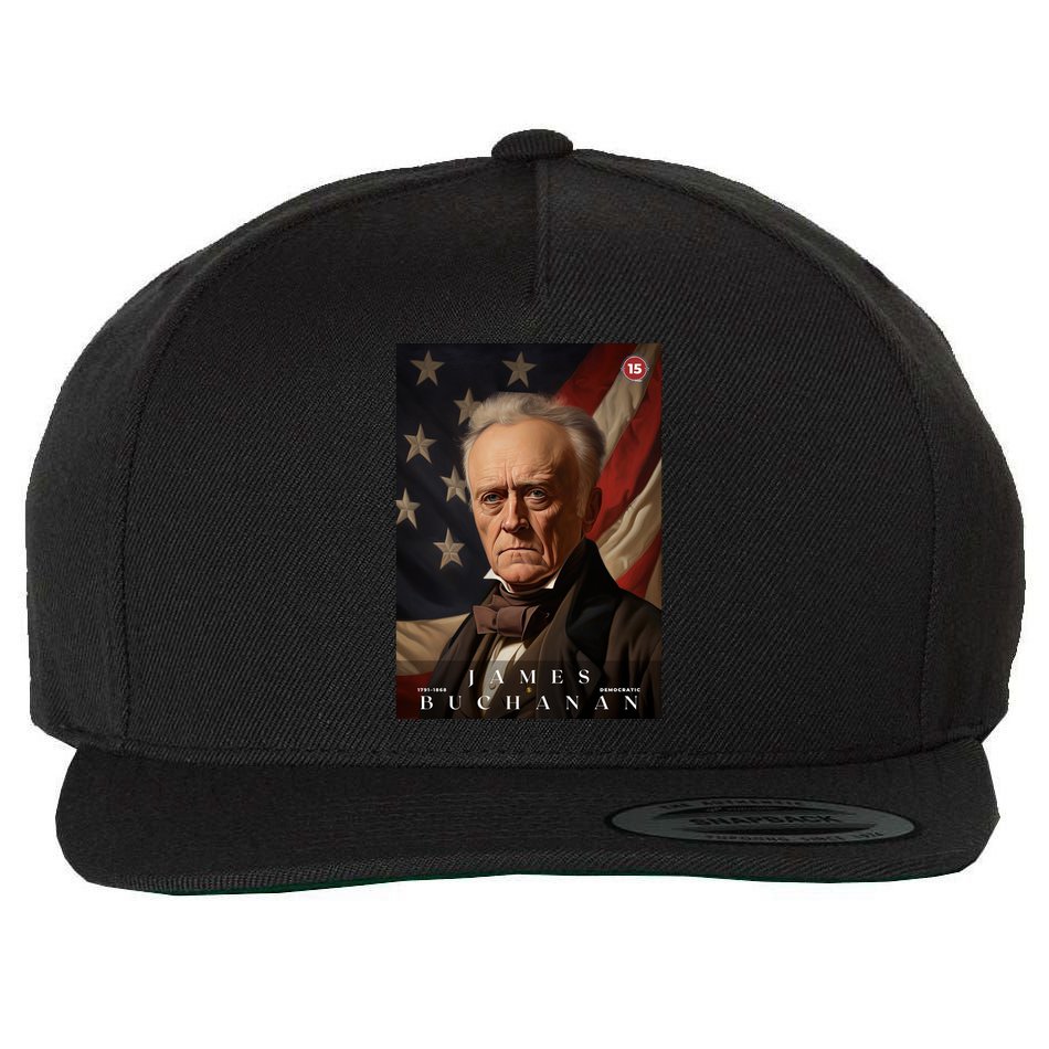 James Buchanan 15th President Of The United States Portrait Wool Snapback Cap