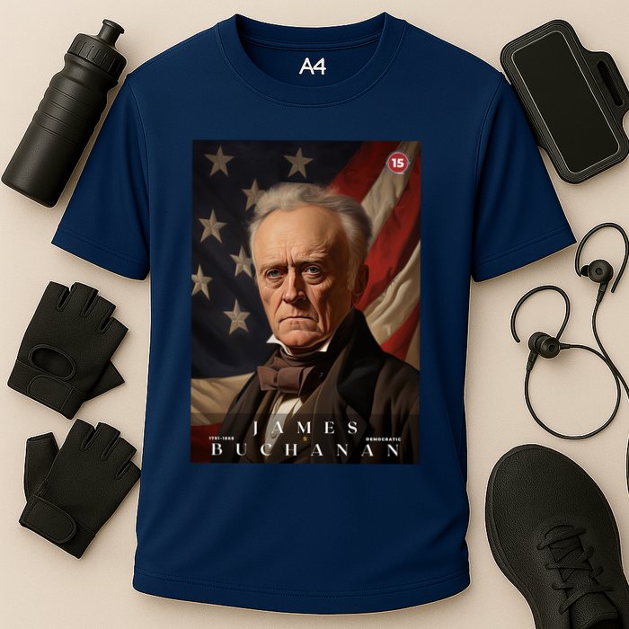 James Buchanan 15th President Of The United States Portrait Cooling Performance Crew T-Shirt