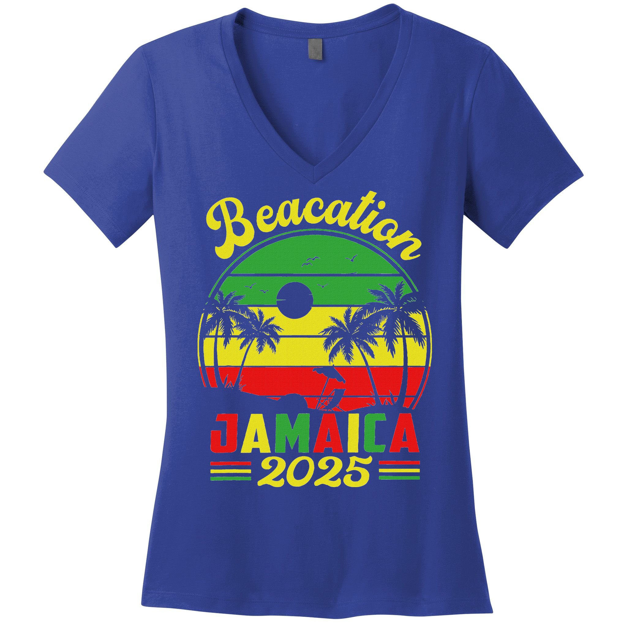 Jamaica Baecation 2025 Couples Vacation Family Women's V-Neck T-Shirt