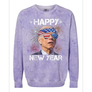 Joe Biden 4th Of July Happy New Year Fireworks Sunglasses Colorblast Crewneck Sweatshirt