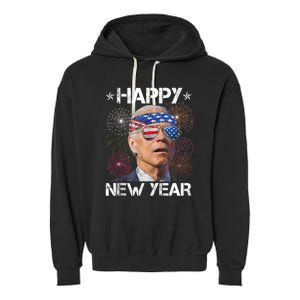 Joe Biden 4th Of July Happy New Year Fireworks Sunglasses Garment-Dyed Fleece Hoodie