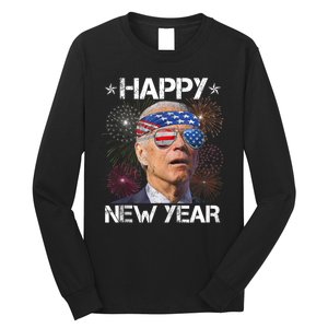 Joe Biden 4th Of July Happy New Year Fireworks Sunglasses Long Sleeve Shirt