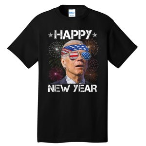 Joe Biden 4th Of July Happy New Year Fireworks Sunglasses Tall T-Shirt