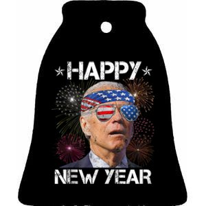 Joe Biden 4th Of July Happy New Year Fireworks Sunglasses Ceramic Bell Ornament