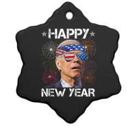 Joe Biden 4th Of July Happy New Year Fireworks Sunglasses Ceramic Star Ornament